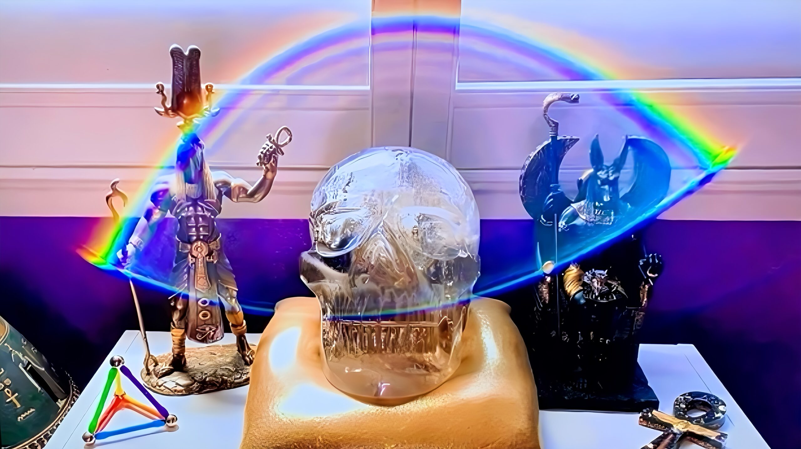 The Adam Skull Projecting a Rainbow